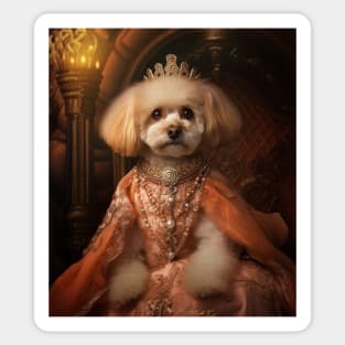 Graceful Apricot Bichon Frisé - Medieval Spanish Princess Sticker